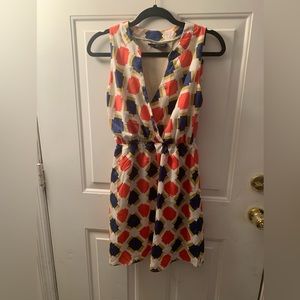 Peach Love Cream Short Print Dress Size S